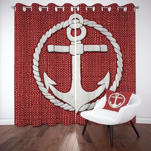 Kntnshac Anker Vorhänge Schlafzimmer, Vintage Karomuster Vorhang Wohnzimmer, Rot Thermo Gardinen mit Ösen, 2er Set Curtains, H215 x B110 cm Kntnshac Anker Vorhänge Schlafzimmer, Vintage Karomuster Vorhang Wohnzimmer, Rot Thermo Gardinen mit Ösen, 2er Set Curtains, H215 x B110 cm von Kntnshac