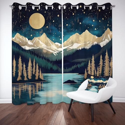 Kntnshac Aquarell Bergtal Vorhänge Schlafzimmer, Naturwald Polyester Thermo Vorhang, Grün Wohnzimmer Gardinen mit Ösen, 2er Set Curtains, H260 x B140 cm Kntnshac Aquarell Bergtal Vorhänge Schlafzimmer, Naturwald Polyester Thermo Vorhang, Grün Wohnzimmer Gardinen mit Ösen, 2er Set Curtains, H260 x B140 cm von Kntnshac