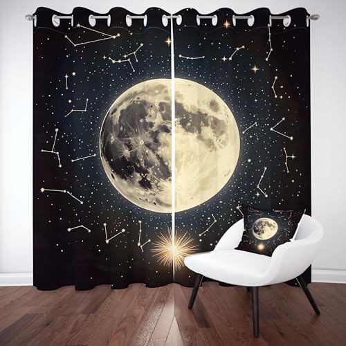 Kntnshac Astralmond Vorhänge Schlafzimmer, Sternbildnebel Vorhang Wohnzimmer, Schwarz Thermo Gardinen mit Ösen, 2er Set Curtains, H215 x B110 cm Kntnshac Astralmond Vorhänge Schlafzimmer, Sternbildnebel Vorhang Wohnzimmer, Schwarz Thermo Gardinen mit Ösen, 2er Set Curtains, H215 x B110 cm von Kntnshac