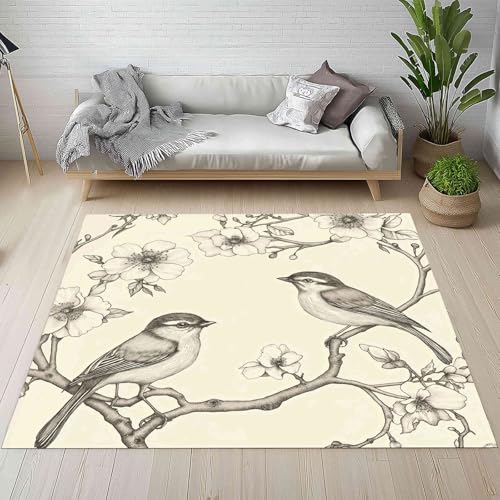 Kntnshac Blumen Vögel Teppich rutschfest Weich, Vintage Bauernhaus Filialen Blatt Teppiche Kurzflor Waschbare fur Schlafzimmer Badezimmer Kinderzimmer Wohnzimmer 240x340 cm Kntnshac Blumen Vögel Teppich rutschfest Weich, Vintage Bauernhaus Filialen Blatt Teppiche Kurzflor Waschbare fur Schlafzimmer Badezimmer Kinderzimmer Wohnzimmer 240x340 cm von Kntnshac