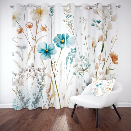 Kntnshac Blumenwiese Verdunklungsvorhänge Blickdicht, Pastoral Blumenmuster Gardinen mit Ösen, Pastoral Blüten Blätter Schallschutz Vorhang Thermo Wohnzimmer 2er Set 229 cm Lang 168 cm Breit Kntnshac Blumenwiese Verdunklungsvorhänge Blickdicht, Pastoral Blumenmuster Gardinen mit Ösen, Pastoral Blüten Blätter Schallschutz Vorhang Thermo Wohnzimmer 2er Set 229 cm Lang 168 cm Breit von Kntnshac