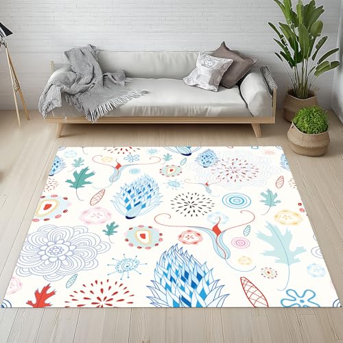 Kntnshac Bohemian Teppich Flur rutschfest Waschbare 80x150 cm, Abstrakt Blumenmuster Pflanzen Blüten Blätter Teppiche Kurzflor fur Schlafzimmer Badezimmer Kinderzimmer Wohnzimmer Küche Balkon Kntnshac Bohemian Teppich Flur rutschfest Waschbare 80x150 cm, Abstrakt Blumenmuster Pflanzen Blüten Blätter Teppiche Kurzflor fur Schlafzimmer Badezimmer Kinderzimmer Wohnzimmer Küche Balkon von Kntnshac