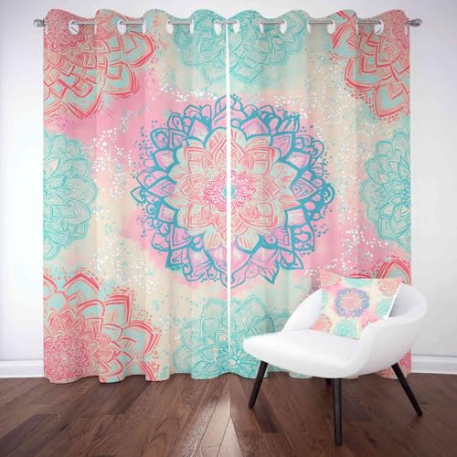 Kntnshac Boho Mandala Vorhang Schlafzimmer Küche, Bunt Vorhänge Blickdicht mit Ösen, Wohnzimmer Gardinen mit Ösen, 2er Set Curtains, H137 x B117 cm Kntnshac Boho Mandala Vorhang Schlafzimmer Küche, Bunt Vorhänge Blickdicht mit Ösen, Wohnzimmer Gardinen mit Ösen, 2er Set Curtains, H137 x B117 cm von Kntnshac