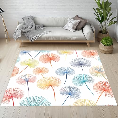 Kntnshac Bunt Pusteblume Schmutzfangmatte Eingangsteppich 40x60 cm, Botanische Modern Einfache Kleiner Teppich rutschfest Waschbare fur Schlafzimmer Badezimmer Kinderzimmer Wohnzimmer von Kntnshac