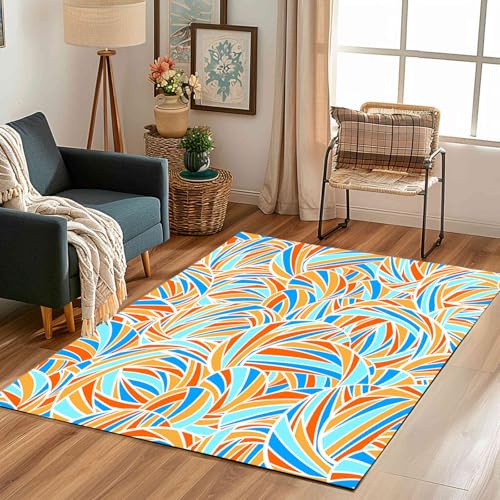 Kntnshac Bunt Streifen Schmutzfangmatte Eingangsteppich 40x60 cm, Abstrakt Geometrie Moderne Ästhetik Kleiner Teppich rutschfest Waschbare fur Schlafzimmer Badezimmer Kinderzimmer Wohnzimmer von Kntnshac