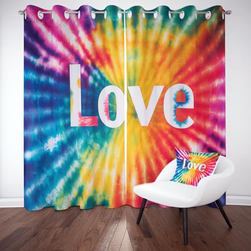 Kntnshac Bunt Tie-dye Thermo Vorhang mit Ösen, Regenbogen Streifen Gardinen Blickdicht, Lärmschutzvorhang, Boho Psychedelic Verdunklungsvorhänge Schlafzimmer, Curtains Living Room 2er Set 137x117 cm Kntnshac Bunt Tie-dye Thermo Vorhang mit Ösen, Regenbogen Streifen Gardinen Blickdicht, Lärmschutzvorhang, Boho Psychedelic Verdunklungsvorhänge Schlafzimmer, Curtains Living Room 2er Set 137x117 cm von Kntnshac