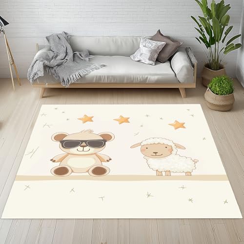 Kntnshac Cartoon Bär Schaf Schmutzfangmatte Eingangsteppich 40x60 cm, Süßer Tiere Gelber Stern Tier Kleiner Teppich rutschfest Waschbare fur Schlafzimmer Badezimmer Kinderzimmer Wohnzimmer Kntnshac Cartoon Bär Schaf Schmutzfangmatte Eingangsteppich 40x60 cm, Süßer Tiere Gelber Stern Tier Kleiner Teppich rutschfest Waschbare fur Schlafzimmer Badezimmer Kinderzimmer Wohnzimmer von Kntnshac