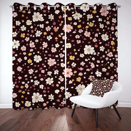 Kntnshac Cartoon Blumen Vorhänge Schlafzimmer, Niedliche Pflanzen Polyester Thermo Vorhang, Farbe Wohnzimmer Gardinen mit Ösen, 2er Set Curtains, H260 x B140 cm Kntnshac Cartoon Blumen Vorhänge Schlafzimmer, Niedliche Pflanzen Polyester Thermo Vorhang, Farbe Wohnzimmer Gardinen mit Ösen, 2er Set Curtains, H260 x B140 cm von Kntnshac