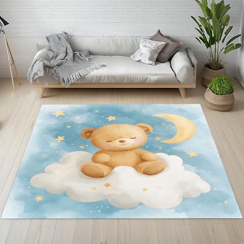 Kntnshac Cartoon Tier Bär Teppich Flur rutschfest Waschbare 80x150 cm, Süße Karikatur Tiere Mond Sternenhimmel Teppiche Kurzflor fur Schlafzimmer Badezimmer Kinderzimmer Wohnzimmer Küche Balkon Kntnshac Cartoon Tier Bär Teppich Flur rutschfest Waschbare 80x150 cm, Süße Karikatur Tiere Mond Sternenhimmel Teppiche Kurzflor fur Schlafzimmer Badezimmer Kinderzimmer Wohnzimmer Küche Balkon von Kntnshac