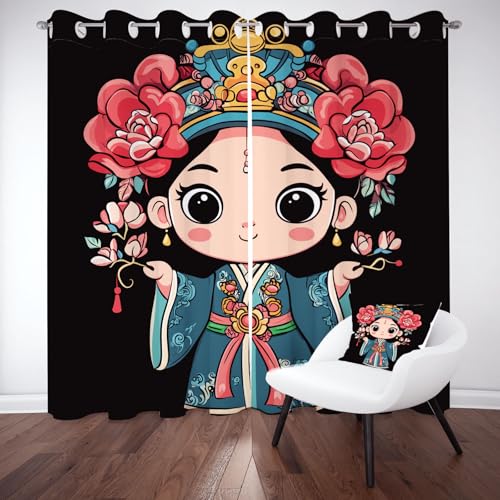 Kntnshac Chinesischer Stil Gardinen Blickdicht, Traditionelle Oper Thermo Verdunklungsvorhänge, Süßes Mädchen Vorhäng Schlafzimmer mit Ösen 2er Set Schallschutz, Curtains Living Room 166x75 cm Kntnshac Chinesischer Stil Gardinen Blickdicht, Traditionelle Oper Thermo Verdunklungsvorhänge, Süßes Mädchen Vorhäng Schlafzimmer mit Ösen 2er Set Schallschutz, Curtains Living Room 166x75 cm von Kntnshac