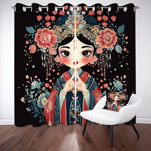 Kntnshac Chinesischer Stil Vorhang mit Ösen Verdunkelung, Traditionelle Oper Verdunkelungsvorhänge Schlafzimmer, Süßes Mädchen Gardinen Blickdicht mit Ösen Thermo Schallschutz 2er Set 160x106 cm Kntnshac Chinesischer Stil Vorhang mit Ösen Verdunkelung, Traditionelle Oper Verdunkelungsvorhänge Schlafzimmer, Süßes Mädchen Gardinen Blickdicht mit Ösen Thermo Schallschutz 2er Set 160x106 cm von Kntnshac