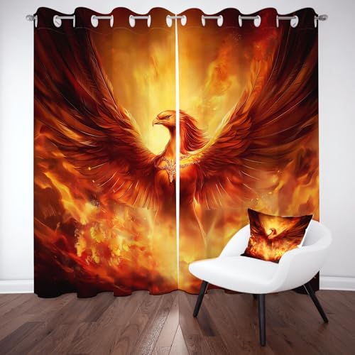 Kntnshac Fantasie Adler Vorhänge Wohnzimmer Schlafzimmer Küche, Tierdruck Vorhang Blickdicht, Orange Thermo Gardinen mit Ösen, 2er Set Curtains, H160 x B140 cm Kntnshac Fantasie Adler Vorhänge Wohnzimmer Schlafzimmer Küche, Tierdruck Vorhang Blickdicht, Orange Thermo Gardinen mit Ösen, 2er Set Curtains, H160 x B140 cm von Kntnshac