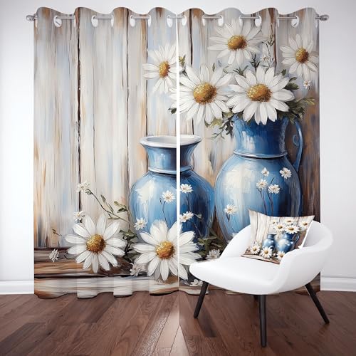 Kntnshac Gänseblümchen floral Vorhänge Schlafzimmer, Abstrakte Wabe Vorhang Wohnzimmer, Blau Thermo Gardinen mit Ösen, 2er Set Curtains, H215 x B110 cm Kntnshac Gänseblümchen floral Vorhänge Schlafzimmer, Abstrakte Wabe Vorhang Wohnzimmer, Blau Thermo Gardinen mit Ösen, 2er Set Curtains, H215 x B110 cm von Kntnshac