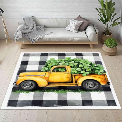 Kntnshac Gelb Kleintransporter Teppich rutschfest Weich, Pflanzen Kleeblatt Schwarz Weiß Plaid Teppiche Kurzflor Waschbare fur Schlafzimmer Badezimmer Kinderzimmer Wohnzimmer 80x120 cm Kntnshac Gelb Kleintransporter Teppich rutschfest Weich, Pflanzen Kleeblatt Schwarz Weiß Plaid Teppiche Kurzflor Waschbare fur Schlafzimmer Badezimmer Kinderzimmer Wohnzimmer 80x120 cm von Kntnshac