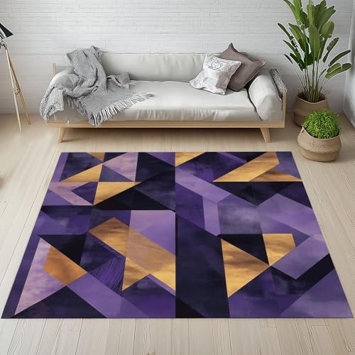 Kntnshac Geometrische Muster Teppich Wohnzimmer Flur rutschfest Waschbare, Moderne Abstrakte Kunst Lila Teppiche Kurzflor fur Schlafzimmer Badezimmer Kinderzimmer Küche Balkon 120x170 cm Kntnshac Geometrische Muster Teppich Wohnzimmer Flur rutschfest Waschbare, Moderne Abstrakte Kunst Lila Teppiche Kurzflor fur Schlafzimmer Badezimmer Kinderzimmer Küche Balkon 120x170 cm von Kntnshac