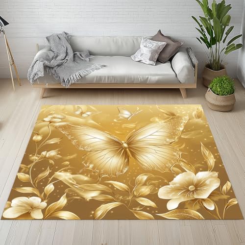 Kntnshac Gold Schmetterling Schmutzfangmatte Eingangsteppich 40x60 cm, Wunderschön Dekorieren Insekten Blumen Kleiner Teppich rutschfest Waschbare fur Schlafzimmer Badezimmer Kinderzimmer Wohnzimmer Kntnshac Gold Schmetterling Schmutzfangmatte Eingangsteppich 40x60 cm, Wunderschön Dekorieren Insekten Blumen Kleiner Teppich rutschfest Waschbare fur Schlafzimmer Badezimmer Kinderzimmer Wohnzimmer von Kntnshac