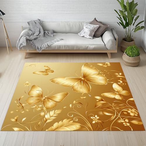 Kntnshac Goldener Schmetterling Teppich Wohnzimmer Flur rutschfest Waschbare, Modern Luxus Wunderschön Dekorieren Teppiche Kurzflor fur Schlafzimmer Badezimmer Kinderzimmer Küche Balkon 120x170 cm Kntnshac Goldener Schmetterling Teppich Wohnzimmer Flur rutschfest Waschbare, Modern Luxus Wunderschön Dekorieren Teppiche Kurzflor fur Schlafzimmer Badezimmer Kinderzimmer Küche Balkon 120x170 cm von Kntnshac