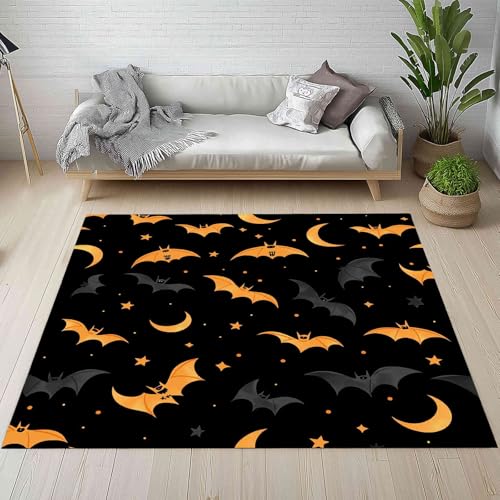 Kntnshac Gotisch Schläger Teppich Flur rutschfest Waschbare 80x150 cm, Halloween Thema Sternenhimmel Mond Teppiche Kurzflor fur Schlafzimmer Badezimmer Kinderzimmer Wohnzimmer Küche Balkon von Kntnshac
