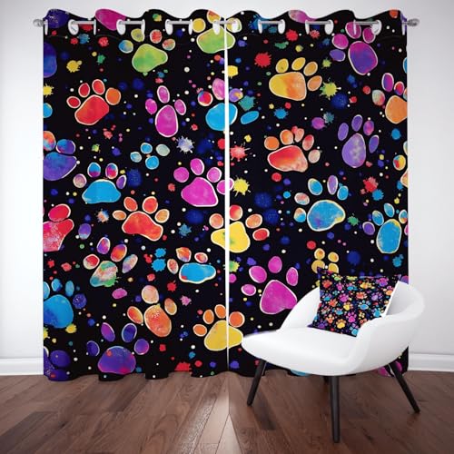 Kntnshac Graffiti Pfotenabdruck Vorhänge Schlafzimmer, Abstrakte Kunst Polyester Thermo Vorhang, Schwarz Wohnzimmer Gardinen mit Ösen, 2er Set Curtains, H260 x B140 cm Kntnshac Graffiti Pfotenabdruck Vorhänge Schlafzimmer, Abstrakte Kunst Polyester Thermo Vorhang, Schwarz Wohnzimmer Gardinen mit Ösen, 2er Set Curtains, H260 x B140 cm von Kntnshac