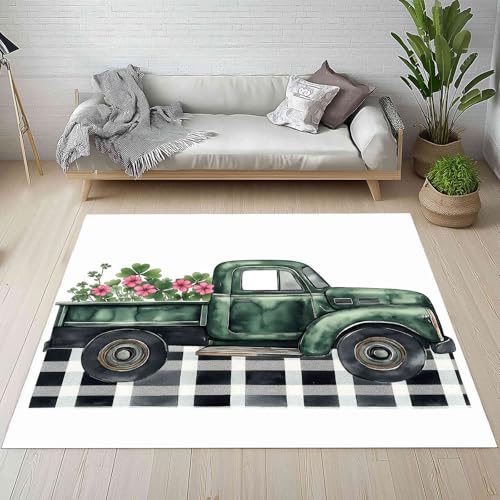 Kntnshac Grün Kleintransporter Teppich rutschfest Weich, Pflanzen Kleeblatt Blumen Schwarz Weiß Plaid Teppiche Kurzflor Waschbare fur Schlafzimmer Badezimmer Kinderzimmer Wohnzimmer 80x120 cm Kntnshac Grün Kleintransporter Teppich rutschfest Weich, Pflanzen Kleeblatt Blumen Schwarz Weiß Plaid Teppiche Kurzflor Waschbare fur Schlafzimmer Badezimmer Kinderzimmer Wohnzimmer 80x120 cm von Kntnshac