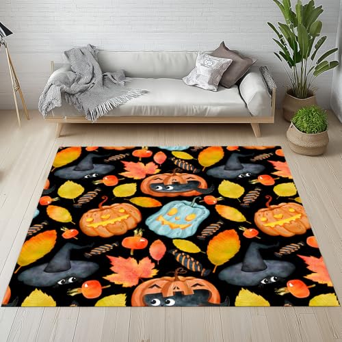 Kntnshac Halloween Teppich Wohnzimmer 200x300, Kürbis Laterne Ahornblatt Süßigkeiten Teppiche Kurzflor rutschfest Waschbare Weich fur Schlafzimmer Badezimmer Kinderzimmer Küche Balkon Esszimmer Kntnshac Halloween Teppich Wohnzimmer 200x300, Kürbis Laterne Ahornblatt Süßigkeiten Teppiche Kurzflor rutschfest Waschbare Weich fur Schlafzimmer Badezimmer Kinderzimmer Küche Balkon Esszimmer von Kntnshac