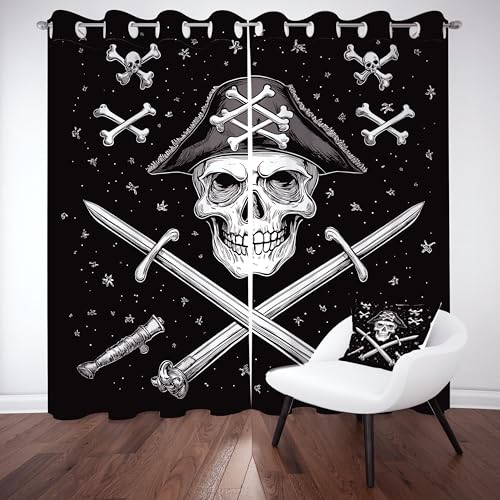 Kntnshac Horror Totenkopf Vorhänge Schlafzimmer, Horrorschädel Vorhang Wohnzimmer, Schwarz Thermo Gardinen mit Ösen, 2er Set Curtains, H215 x B110 cm Kntnshac Horror Totenkopf Vorhänge Schlafzimmer, Horrorschädel Vorhang Wohnzimmer, Schwarz Thermo Gardinen mit Ösen, 2er Set Curtains, H215 x B110 cm von Kntnshac