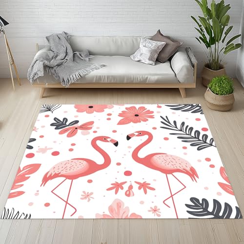 Kntnshac Karikatur Flamingo Teppich rutschfest Weich 100x150 cm, Süße Tiere Vogel Tropische Waldtiere Teppiche Waschbare Flur Kurzflor fur Wohnzimmer Kinderzimmer Schlafzimmer Küche Bettvorleger Kntnshac Karikatur Flamingo Teppich rutschfest Weich 100x150 cm, Süße Tiere Vogel Tropische Waldtiere Teppiche Waschbare Flur Kurzflor fur Wohnzimmer Kinderzimmer Schlafzimmer Küche Bettvorleger von Kntnshac
