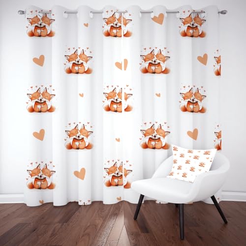 Kntnshac Karikatur Fuchs Verdunklungsvorhänge Blickdicht, Niedlich Cartoon Tier Gardinen mit Ösen, Liebe Herz Schallschutz Vorhang Thermo Wohnzimmer 2er Set 229 cm Lang 168 cm Breit Kntnshac Karikatur Fuchs Verdunklungsvorhänge Blickdicht, Niedlich Cartoon Tier Gardinen mit Ösen, Liebe Herz Schallschutz Vorhang Thermo Wohnzimmer 2er Set 229 cm Lang 168 cm Breit von Kntnshac