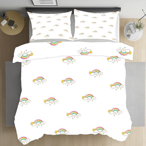 Kntnshac Karikatur Regenbogen Sommer Bettwäsche 155x220 3teilig, Niedlich Sonne Wolke Bettwäsche Bügelfrei Mikrofaser, Cartoon Stern Bettdeckenbezug mit Reissverschluss mit 2 Kissenbezug 80x80 cm Kntnshac Karikatur Regenbogen Sommer Bettwäsche 155x220 3teilig, Niedlich Sonne Wolke Bettwäsche Bügelfrei Mikrofaser, Cartoon Stern Bettdeckenbezug mit Reissverschluss mit 2 Kissenbezug 80x80 cm von Kntnshac