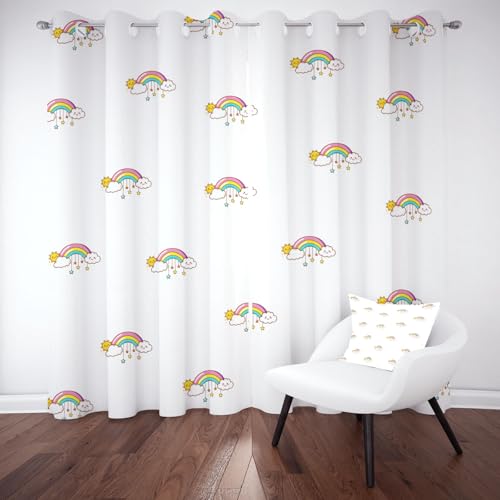 Kntnshac Karikatur Regenbogen Vorhang mit Ösen Verdunkelung, Niedlich Sonne Wolke Verdunkelungsvorhänge Schlafzimmer, Cartoon Stern Gardinen Blickdicht mit Ösen Thermo Schallschutz 2er Set 160x106 cm Kntnshac Karikatur Regenbogen Vorhang mit Ösen Verdunkelung, Niedlich Sonne Wolke Verdunkelungsvorhänge Schlafzimmer, Cartoon Stern Gardinen Blickdicht mit Ösen Thermo Schallschutz 2er Set 160x106 cm von Kntnshac