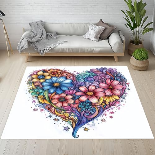 Kntnshac Liebe Herz Blumen Schmutzfangmatte Eingangsteppich 40x60 cm, Bunt Floral Fantasie Sternenhimmel Kleiner Teppich rutschfest Waschbare fur Schlafzimmer Badezimmer Kinderzimmer Wohnzimmer Kntnshac Liebe Herz Blumen Schmutzfangmatte Eingangsteppich 40x60 cm, Bunt Floral Fantasie Sternenhimmel Kleiner Teppich rutschfest Waschbare fur Schlafzimmer Badezimmer Kinderzimmer Wohnzimmer von Kntnshac