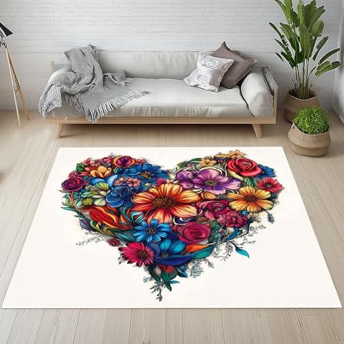 Kntnshac Liebe Herz Blumen Schmutzfangmatte Eingangsteppich 40x60 cm, Bunt Floral Pflanzen Blätter Blüten Kleiner Teppich rutschfest Waschbare fur Schlafzimmer Badezimmer Kinderzimmer Wohnzimmer Kntnshac Liebe Herz Blumen Schmutzfangmatte Eingangsteppich 40x60 cm, Bunt Floral Pflanzen Blätter Blüten Kleiner Teppich rutschfest Waschbare fur Schlafzimmer Badezimmer Kinderzimmer Wohnzimmer von Kntnshac