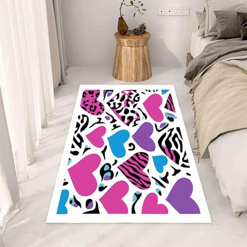 Kntnshac Liebe Herzen Schmutzfangmatte rutschfest Waschbare, Abstrakt Leopardenmuster Modern Romantisch Eingangsteppich Kleiner Teppich fur Wohnzimmer Schlafzimmer Küche Kinderzimmer 50x80 cm von Kntnshac