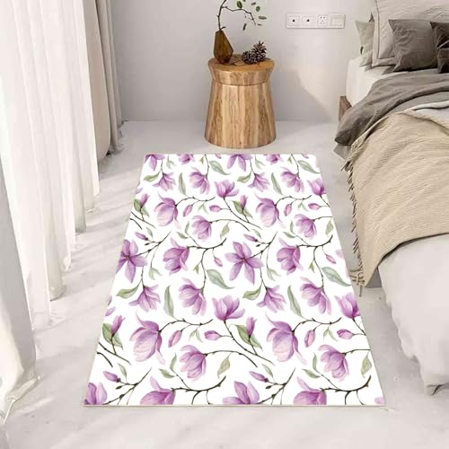 Kntnshac Lila Blumenmuster Schmutzfangmatte rutschfest Waschbare, Aquarell Floral Pflanzen Rebe Blätter Eingangsteppich Kleiner Teppich fur Wohnzimmer Schlafzimmer Küche Kinderzimmer 50x80 cm Kntnshac Lila Blumenmuster Schmutzfangmatte rutschfest Waschbare, Aquarell Floral Pflanzen Rebe Blätter Eingangsteppich Kleiner Teppich fur Wohnzimmer Schlafzimmer Küche Kinderzimmer 50x80 cm von Kntnshac