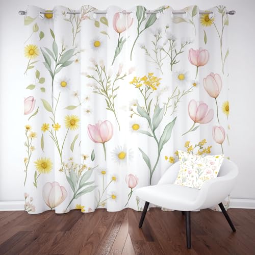 Kntnshac Lilie Gänseblümchen Verdunklungsvorhänge Blickdicht, Pastoral Blumenwiese Gardinen mit Ösen, Pastoral Blüten Blätter Schallschutz Vorhang Thermo Wohnzimmer 2er Set 229 cm Lang 168 cm Breit Kntnshac Lilie Gänseblümchen Verdunklungsvorhänge Blickdicht, Pastoral Blumenwiese Gardinen mit Ösen, Pastoral Blüten Blätter Schallschutz Vorhang Thermo Wohnzimmer 2er Set 229 cm Lang 168 cm Breit von Kntnshac