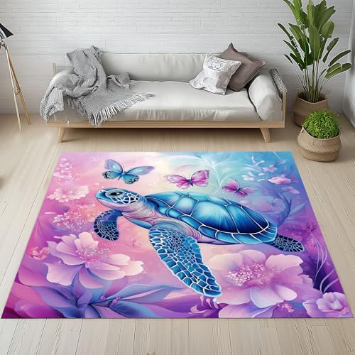 Kntnshac Meeresschildkröten Teppich Wohnzimmer Flur rutschfest Waschbare, Meerestiere Schmetterling Blumen Teppiche Kurzflor fur Schlafzimmer Badezimmer Kinderzimmer Küche Balkon 120x170 cm Kntnshac Meeresschildkröten Teppich Wohnzimmer Flur rutschfest Waschbare, Meerestiere Schmetterling Blumen Teppiche Kurzflor fur Schlafzimmer Badezimmer Kinderzimmer Küche Balkon 120x170 cm von Kntnshac