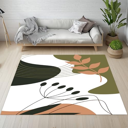 Kntnshac Mid Century Teppich Wohnzimmer Flur rutschfest Waschbare, Boho Grün Blätter Geometrisches Muster Teppiche Kurzflor fur Schlafzimmer Badezimmer Kinderzimmer Küche Balkon 120x170 cm Kntnshac Mid Century Teppich Wohnzimmer Flur rutschfest Waschbare, Boho Grün Blätter Geometrisches Muster Teppiche Kurzflor fur Schlafzimmer Badezimmer Kinderzimmer Küche Balkon 120x170 cm von Kntnshac