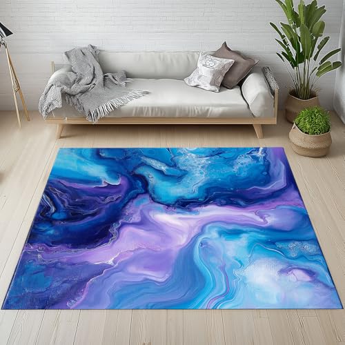 Kntnshac Modern Marmor Teppich Wohnzimmer 200x300, Marmor Optik Moderne Ästhetik Kunst Teppiche Kurzflor rutschfest Waschbare Weich fur Schlafzimmer Badezimmer Kinderzimmer Küche Balkon Esszimmer von Kntnshac