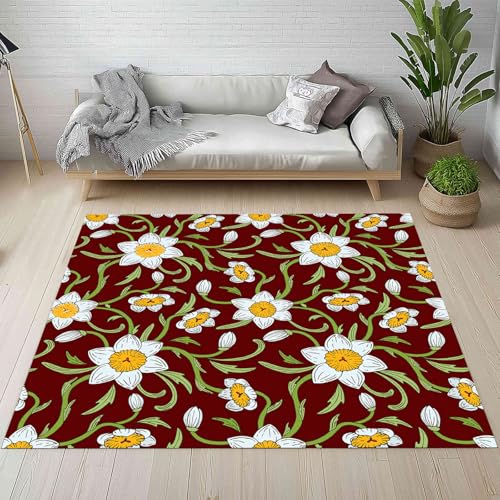Kntnshac Narzissen Blumen Teppich Flur rutschfest Waschbare 80x150 cm, Pastoral Blüten Pflanzen Rebe Floral Teppiche Kurzflor fur Schlafzimmer Badezimmer Kinderzimmer Wohnzimmer Küche Balkon Kntnshac Narzissen Blumen Teppich Flur rutschfest Waschbare 80x150 cm, Pastoral Blüten Pflanzen Rebe Floral Teppiche Kurzflor fur Schlafzimmer Badezimmer Kinderzimmer Wohnzimmer Küche Balkon von Kntnshac