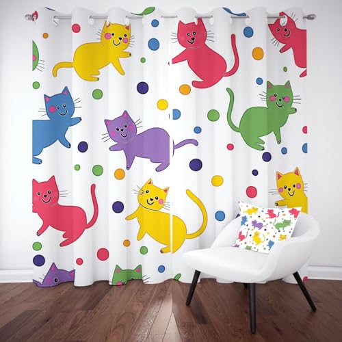 Kntnshac Niedliche Tierkatze Vorhänge Wohnzimmer Schlafzimmer Küche, Anime Kreise Vorhang Blickdicht, Weiß Thermo Gardinen mit Ösen, 2er Set Curtains, H160 x B140 cm Kntnshac Niedliche Tierkatze Vorhänge Wohnzimmer Schlafzimmer Küche, Anime Kreise Vorhang Blickdicht, Weiß Thermo Gardinen mit Ösen, 2er Set Curtains, H160 x B140 cm von Kntnshac