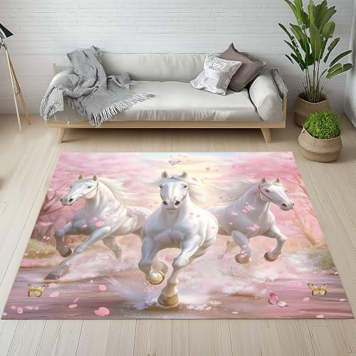 Kntnshac Pferd Schmetterling Teppich rutschfest Weich 100x150 cm, Fluss Blumen Wald Dschungel Blütenblatt Teppiche Waschbare Flur Kurzflor fur Wohnzimmer Kinderzimmer Schlafzimmer Küche Bettvorleger Kntnshac Pferd Schmetterling Teppich rutschfest Weich 100x150 cm, Fluss Blumen Wald Dschungel Blütenblatt Teppiche Waschbare Flur Kurzflor fur Wohnzimmer Kinderzimmer Schlafzimmer Küche Bettvorleger von Kntnshac