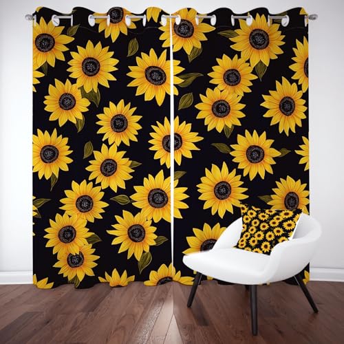 Kntnshac Pflanze Sonnenblume Vorhänge Schlafzimmer, Gartenblumen Vorhang Wohnzimmer, Gelb Thermo Gardinen mit Ösen, 2er Set Curtains, H215 x B110 cm Kntnshac Pflanze Sonnenblume Vorhänge Schlafzimmer, Gartenblumen Vorhang Wohnzimmer, Gelb Thermo Gardinen mit Ösen, 2er Set Curtains, H215 x B110 cm von Kntnshac