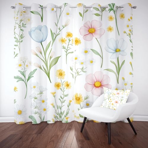 Kntnshac Pflanzen Blumen Gardinen Blickdicht, Rustikal Pastoral Blüten Thermo Verdunklungsvorhänge, Wildblumen Pflanzen Blätter Vorhäng mit Ösen 2er Set Schallschutz, Curtains Living Room 166x75 cm Kntnshac Pflanzen Blumen Gardinen Blickdicht, Rustikal Pastoral Blüten Thermo Verdunklungsvorhänge, Wildblumen Pflanzen Blätter Vorhäng mit Ösen 2er Set Schallschutz, Curtains Living Room 166x75 cm von Kntnshac