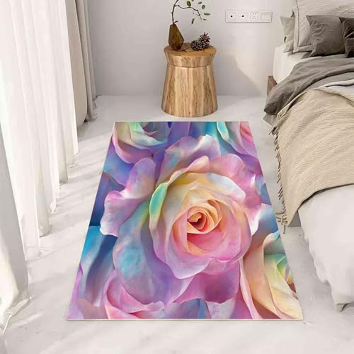 Kntnshac Rose Blumen Teppich Wohnzimmer Flur rutschfest Waschbare, Romantisch Blumenmuster Pop Art Teppiche Kurzflor fur Schlafzimmer Badezimmer Kinderzimmer Küche Balkon 120x170 cm Kntnshac Rose Blumen Teppich Wohnzimmer Flur rutschfest Waschbare, Romantisch Blumenmuster Pop Art Teppiche Kurzflor fur Schlafzimmer Badezimmer Kinderzimmer Küche Balkon 120x170 cm von Kntnshac