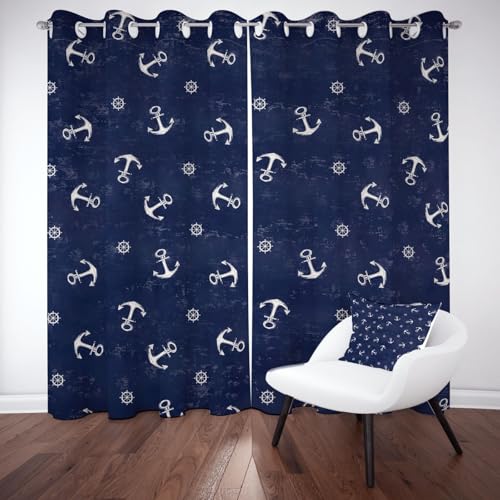 Kntnshac Ruder Vorhänge Schlafzimmer, Anime Anker Polyester Thermo Vorhang, Marineblau Wohnzimmer Gardinen mit Ösen, 2er Set Curtains, H260 x B140 cm Kntnshac Ruder Vorhänge Schlafzimmer, Anime Anker Polyester Thermo Vorhang, Marineblau Wohnzimmer Gardinen mit Ösen, 2er Set Curtains, H260 x B140 cm von Kntnshac