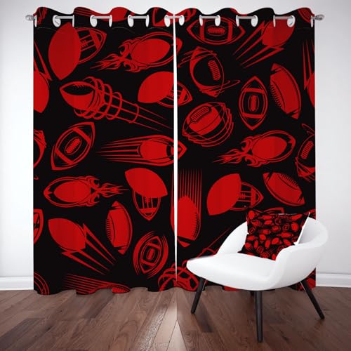Kntnshac Rugby Fußball Verdunklungsvorhänge Blickdicht, Ballspiele Sport Gardinen mit Ösen, Sportthema Schallschutz Vorhang Thermo Wohnzimmer 2er Set 229 cm Lang 168 cm Breit Kntnshac Rugby Fußball Verdunklungsvorhänge Blickdicht, Ballspiele Sport Gardinen mit Ösen, Sportthema Schallschutz Vorhang Thermo Wohnzimmer 2er Set 229 cm Lang 168 cm Breit von Kntnshac