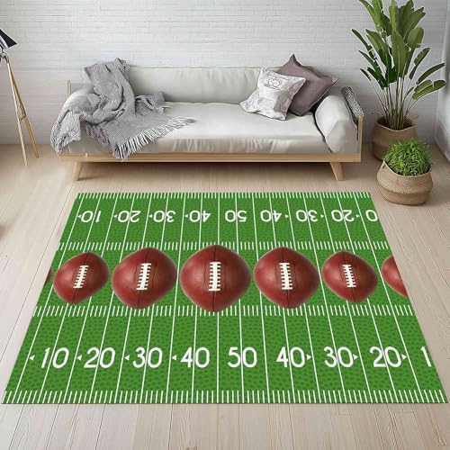 Kntnshac Rugby Sport Schmutzfangmatte Eingangsteppich 40x60 cm, Rugby-Feld Ballspiele Sport Kleiner Teppich rutschfest Waschbare fur Schlafzimmer Badezimmer Kinderzimmer Wohnzimmer von Kntnshac
