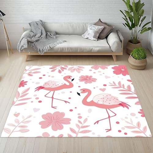 Kntnshac Süße Flamingo Teppich rutschfest Weich 100x150 cm, Karikatur Vogel Tropische Waldtiere Teppiche Waschbare Flur Kurzflor fur Wohnzimmer Kinderzimmer Schlafzimmer Küche Bettvorleger Kntnshac Süße Flamingo Teppich rutschfest Weich 100x150 cm, Karikatur Vogel Tropische Waldtiere Teppiche Waschbare Flur Kurzflor fur Wohnzimmer Kinderzimmer Schlafzimmer Küche Bettvorleger von Kntnshac