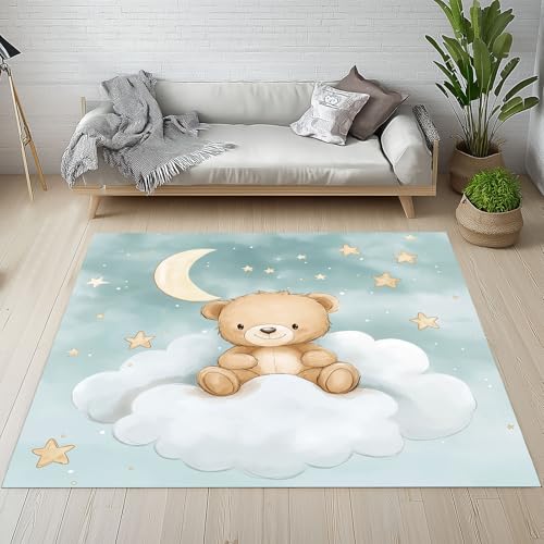 Kntnshac Süße Karikatur Bär Teppich rutschfest Weich, Cartoon Tiere Mond Sternenhimmel Teppiche Kurzflor Waschbare fur Schlafzimmer Badezimmer Kinderzimmer Wohnzimmer 240x340 cm Kntnshac Süße Karikatur Bär Teppich rutschfest Weich, Cartoon Tiere Mond Sternenhimmel Teppiche Kurzflor Waschbare fur Schlafzimmer Badezimmer Kinderzimmer Wohnzimmer 240x340 cm von Kntnshac