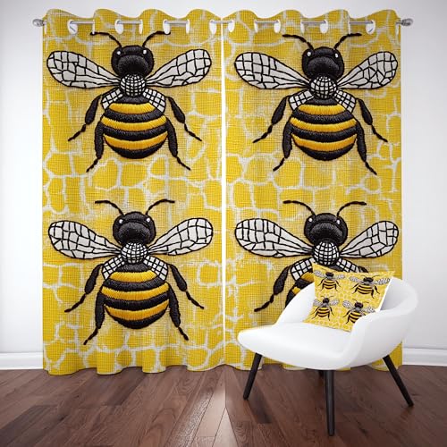Kntnshac Tier Biene Vorhänge Schlafzimmer, Abstrakte Musiknote Vorhang Wohnzimmer, Gelb Thermo Gardinen mit Ösen, 2er Set Curtains, H215 x B110 cm Kntnshac Tier Biene Vorhänge Schlafzimmer, Abstrakte Musiknote Vorhang Wohnzimmer, Gelb Thermo Gardinen mit Ösen, 2er Set Curtains, H215 x B110 cm von Kntnshac